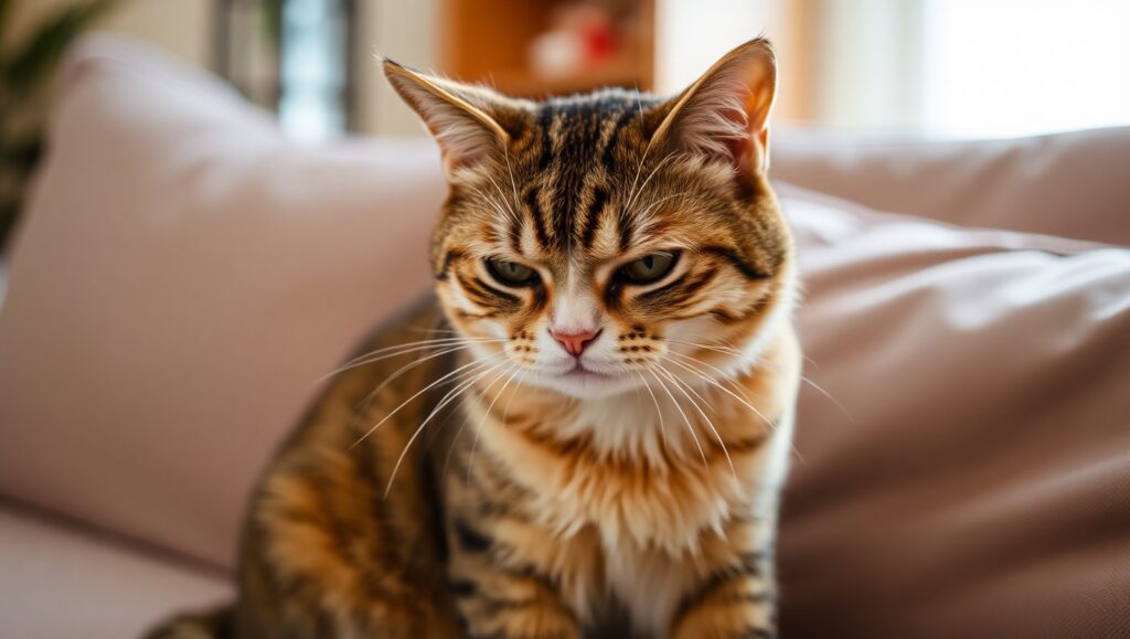 cute small kitten with orange and brown patches